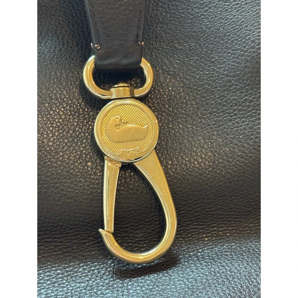 Dooney & Bourke Hobo Bag Espresso Brown Pebbled Leather Duck Logo Clasp